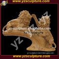 outdoor decoration life size yellow marble lion statue